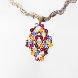 Pendant 45cm - Malvina Rhombus S-Khaki Braid - Pendant 45cm - Laiton bronze